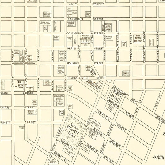 Vintage Map of Fort Worth, Texas, 1928