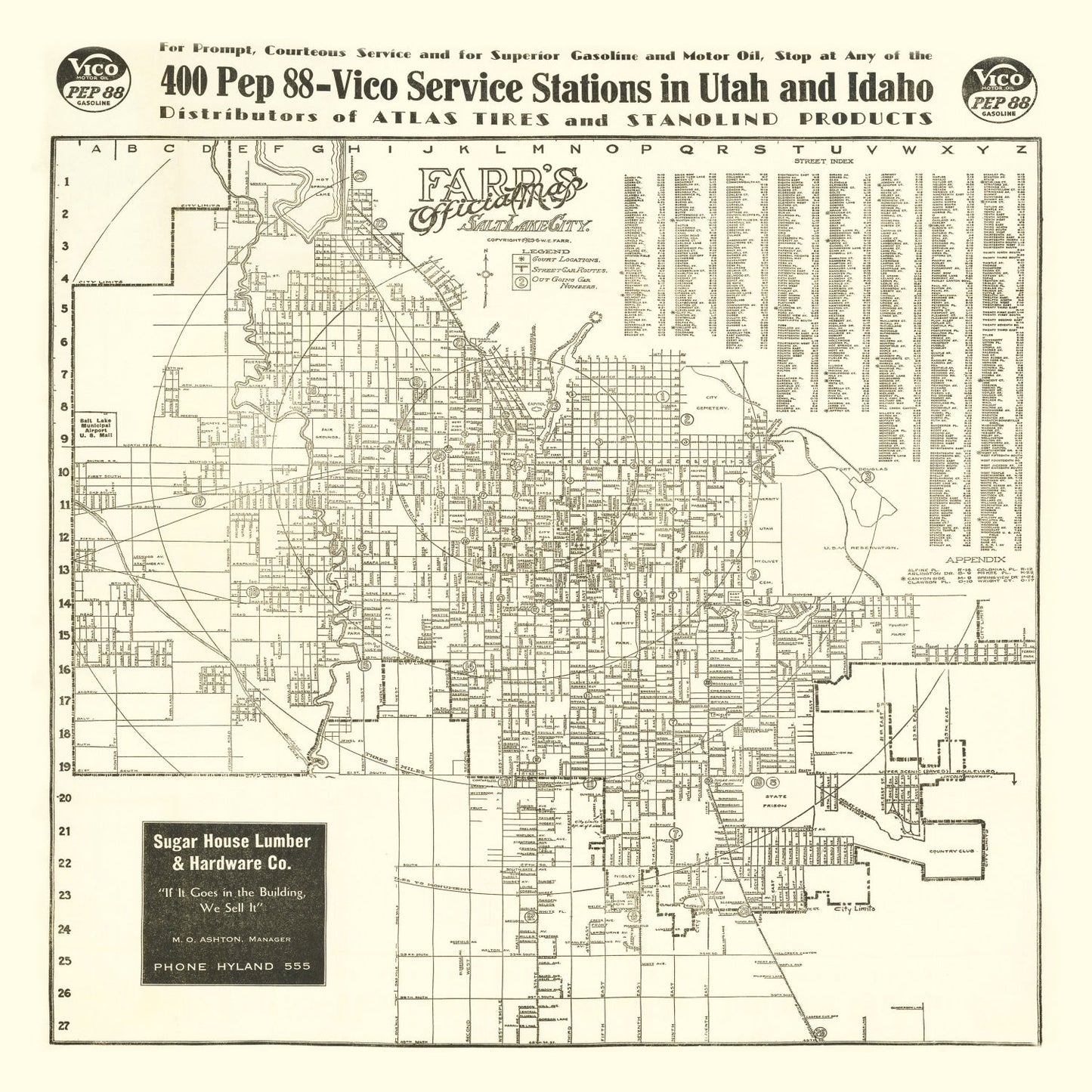 Vintage Map of Salt Lake City, Utah, 1926 II