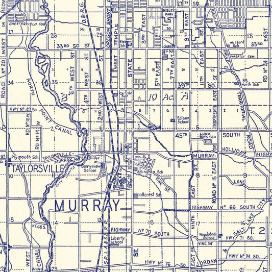 Vintage Map of Salt Lake City, Utah, 1920