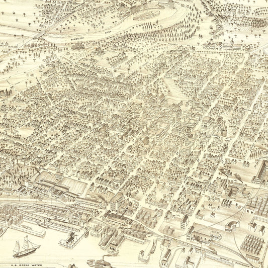 Vintage Map of Burlington, Vermont, 1877
