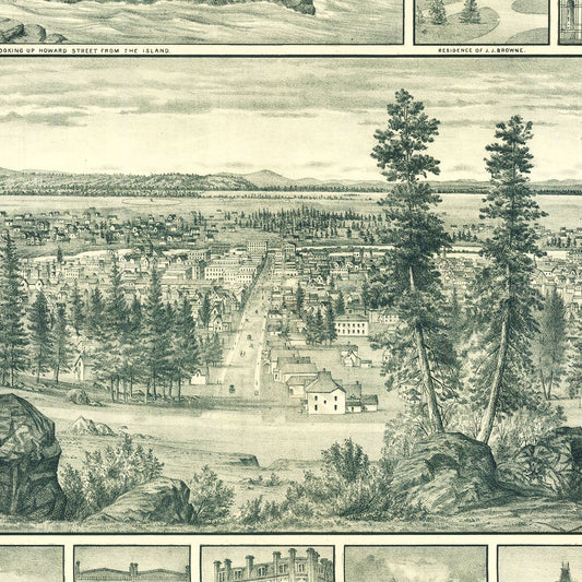 Vintage Map of Spokane Falls, Washington, 1880