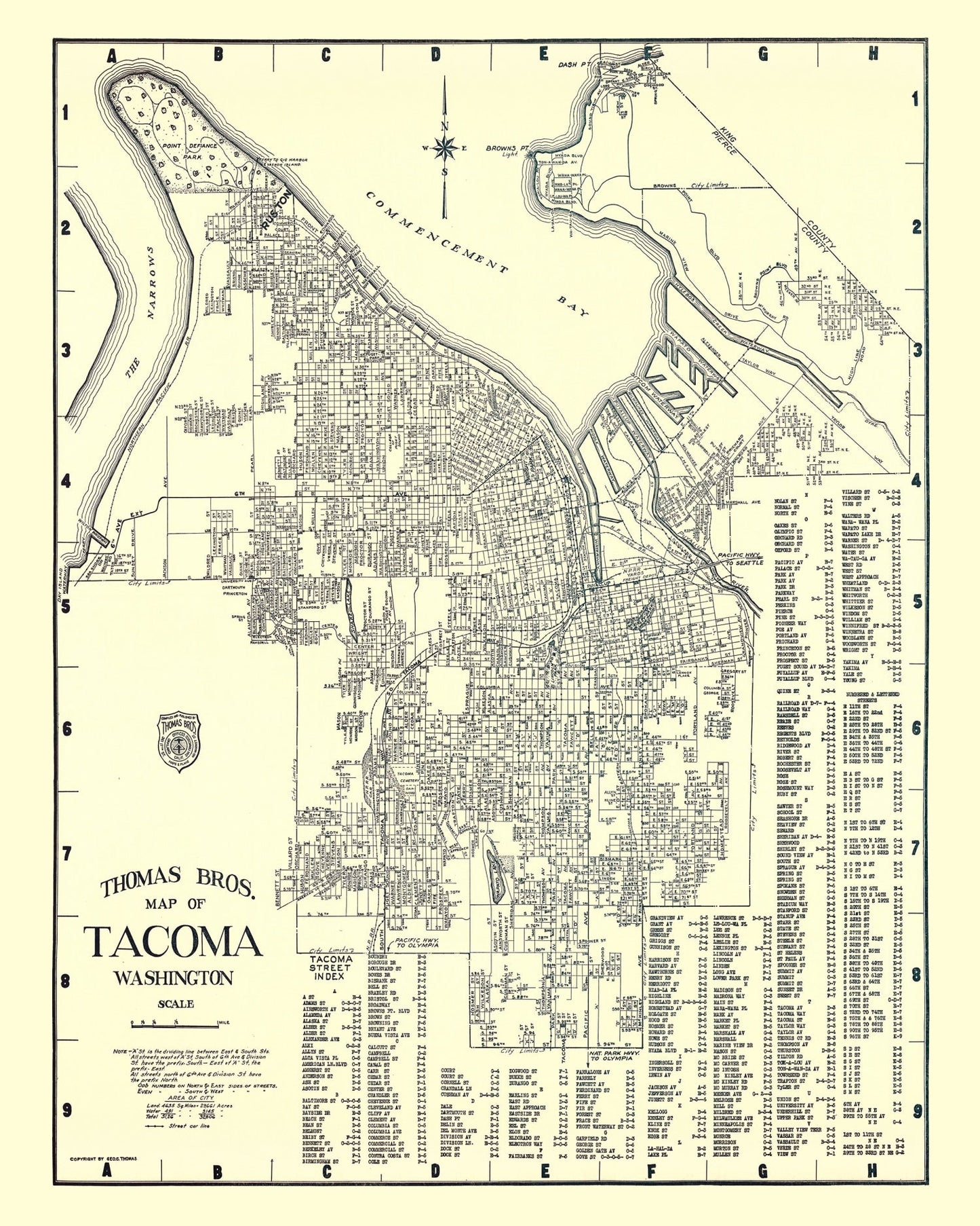 Vintage Map of Tacoma, Washington, 1920