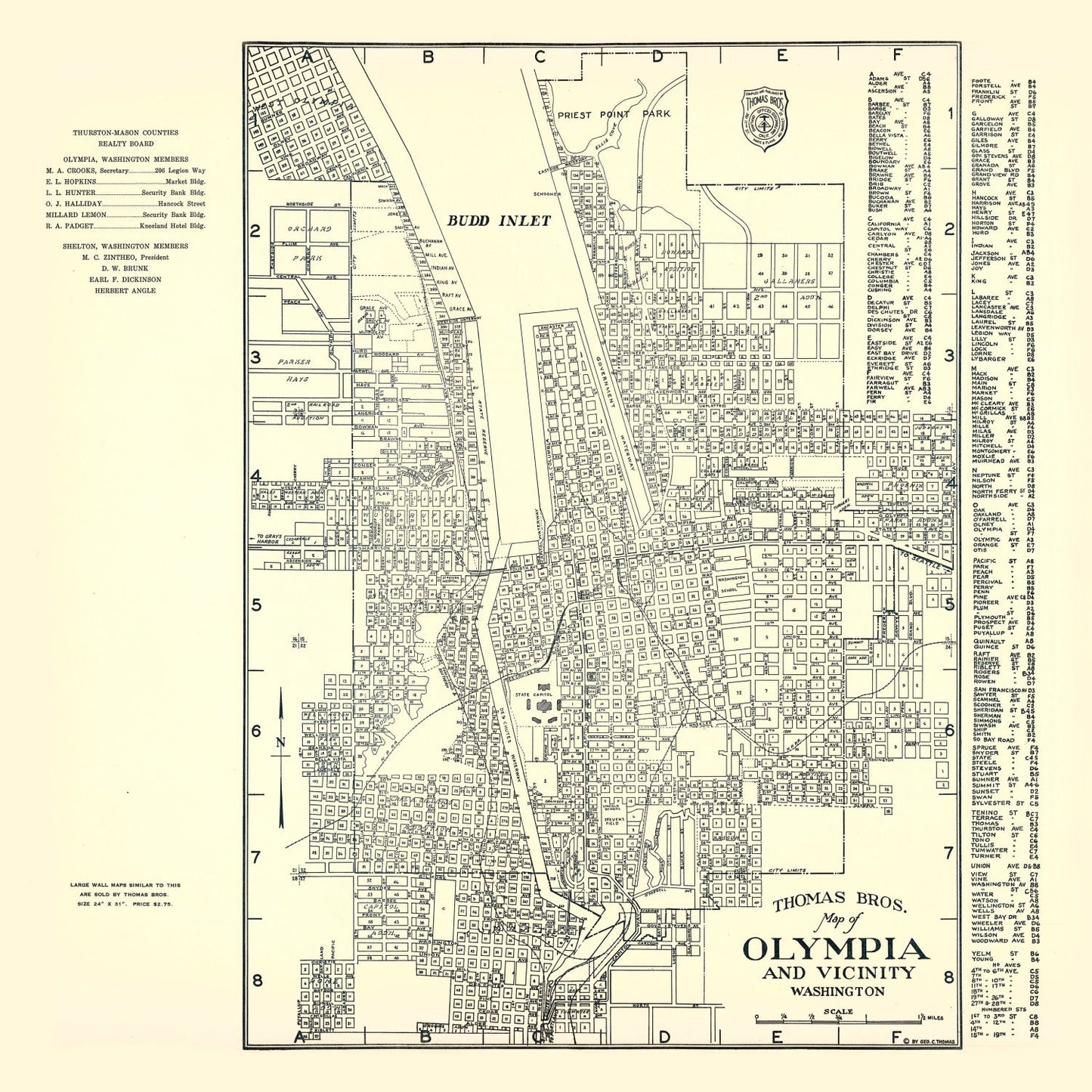 Vintage Map of Olympia, Washington, 1920