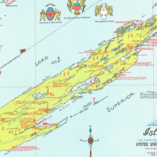 Vintage Map of Isle Royale, Keweenaw County, Michigan, 1939