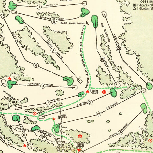 Vintage Map of Augusta National Golf Course, 1954