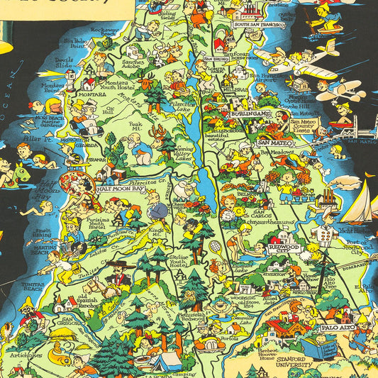 Vintage Map of San Francisco County, California, 1930
