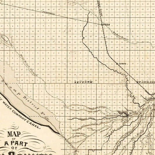 Vintage Map of Kern County, California, 1877