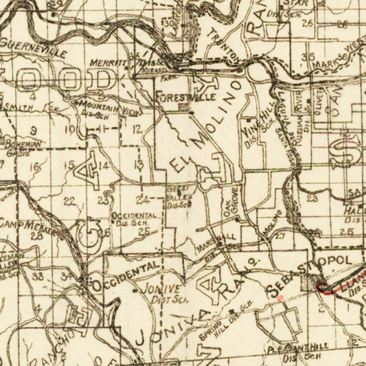 Vintage Map of Sonoma County, California, 1902