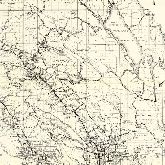 Vintage Map of Napa County, California, 1950