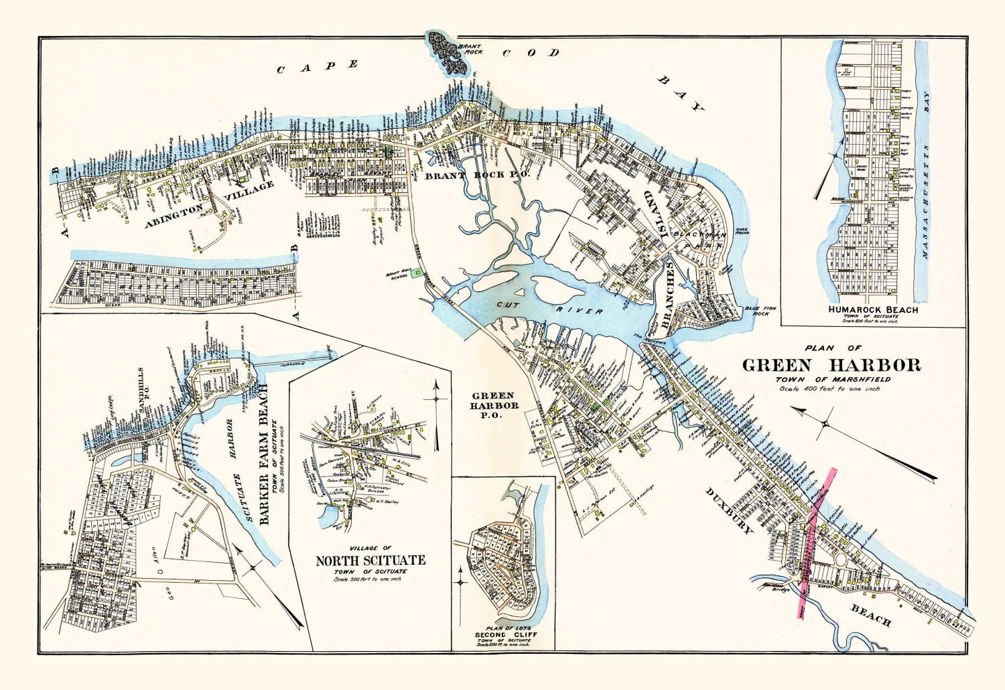 Vintage Map of Green Harbor Town, Massachusetts, 1903