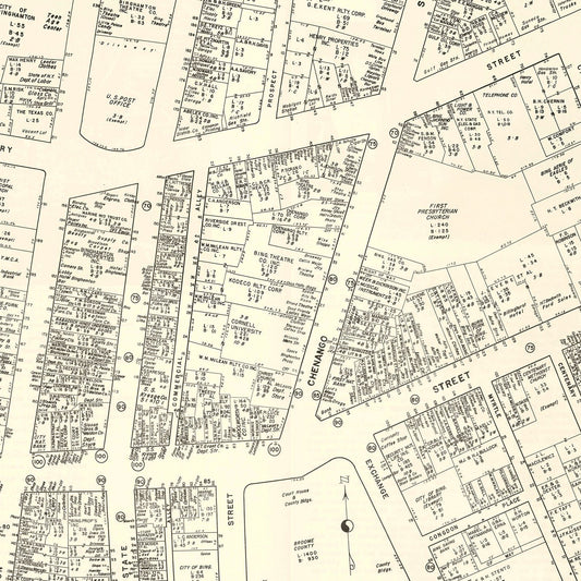Vintage Map of Binghamton, New York, Business District, 1947