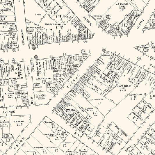 Vintage Map of Irvington, NJ Business Section, 1947