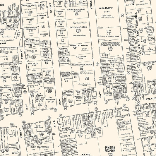 Vintage Map of Jamaica, Queens County, New York, 1947