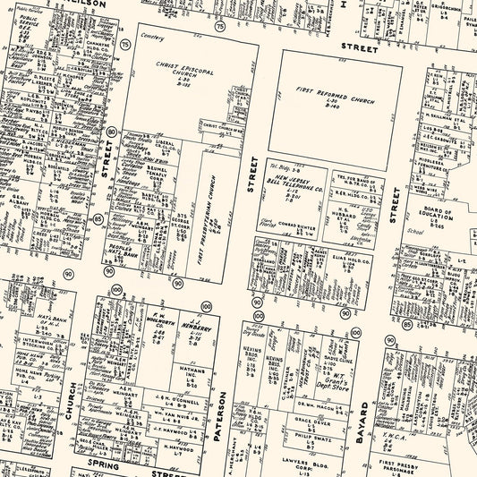 Vintage Map of New Brunswick, NJ Business Section, 1947