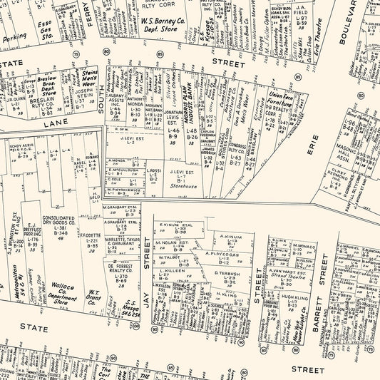 Vintage Map of Schenectady, NY Business Section, 1947