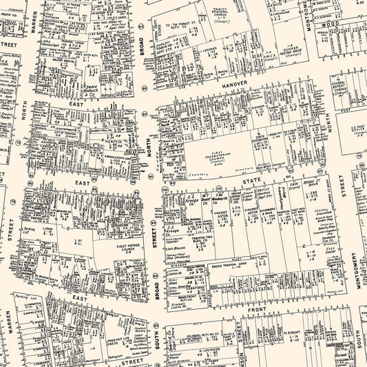 Vintage Map of Trenton, New Jersey Business Section, 1947