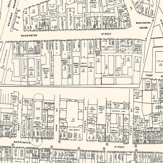 Vintage Map of Haverhill Business Section, Massachusetts, 1946