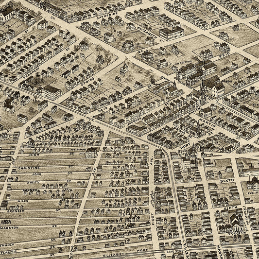 Vintage Map of Elizabeth, New Jersey 1898