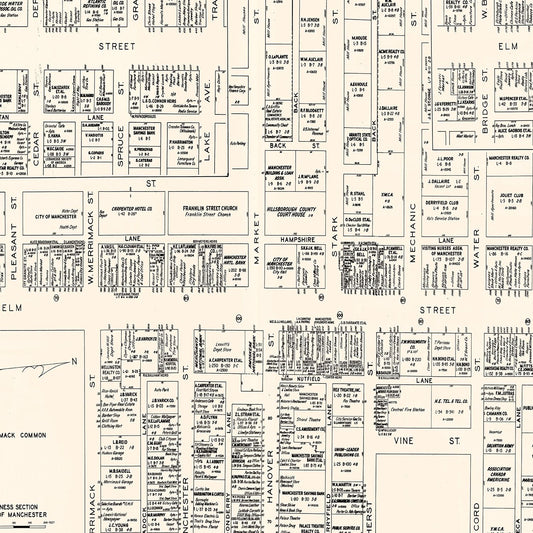 Vintage Map of Manchester, New Hampshire, 1946