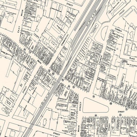 Vintage Map of New Britain, CT Business Section, 1946