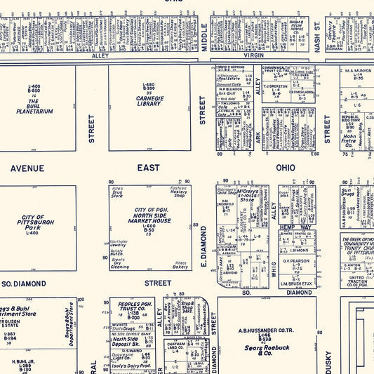 Vintage Map of North Pittsburgh, Pennsylvania, 1950