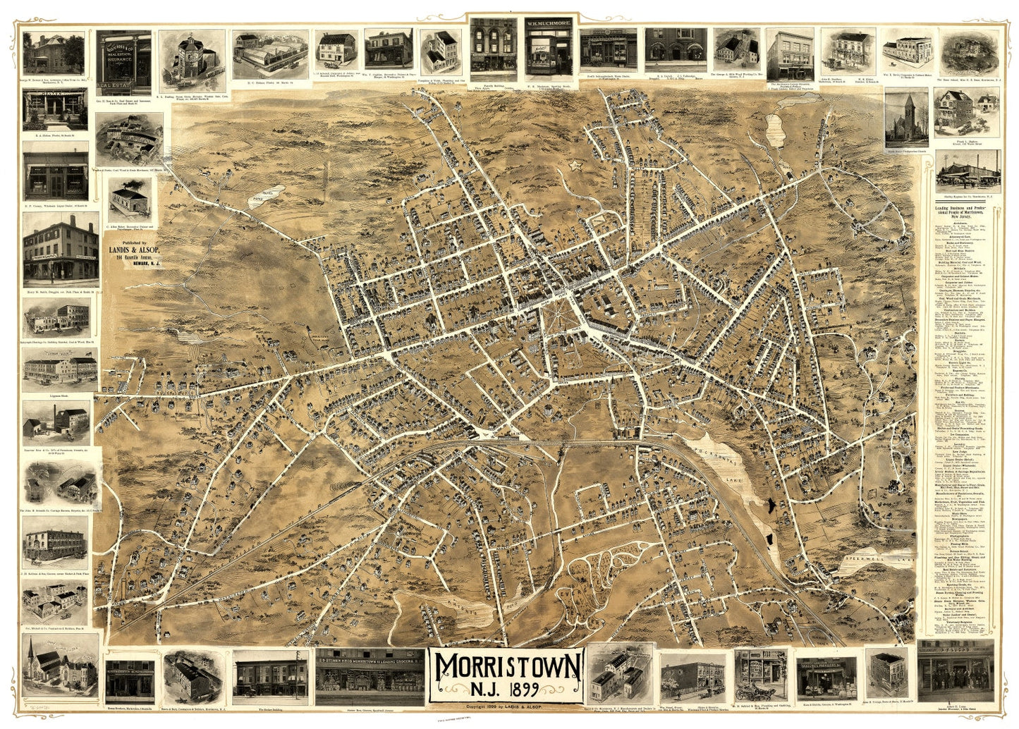 Vintage Map of Morristown, New Jersey, 1899