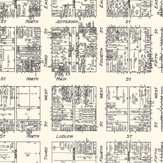 Vintage Map of Dayton, Ohio Business Section 1929