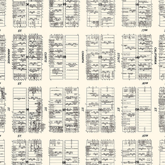 Vintage Map of Denver, Colorado Business Section, 1929