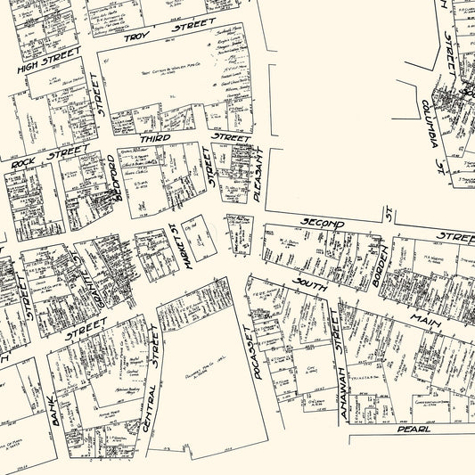 Vintage Map of Fall River, MA Business Section, 1929