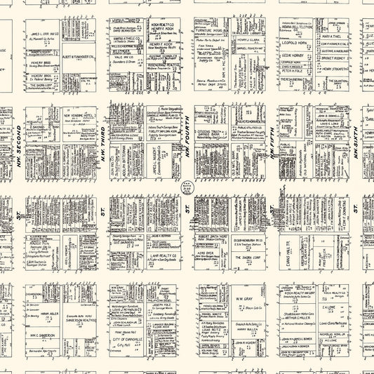 Vintage Map of Evansville, Indiana Business Section, 1929
