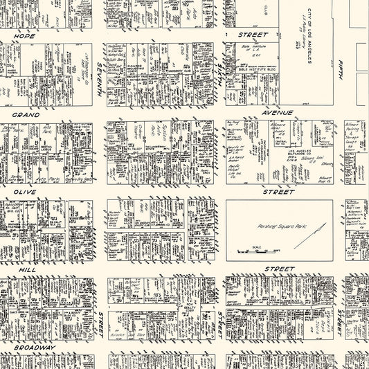 Vintage Map of Los Angeles Business Section, CA 1929
