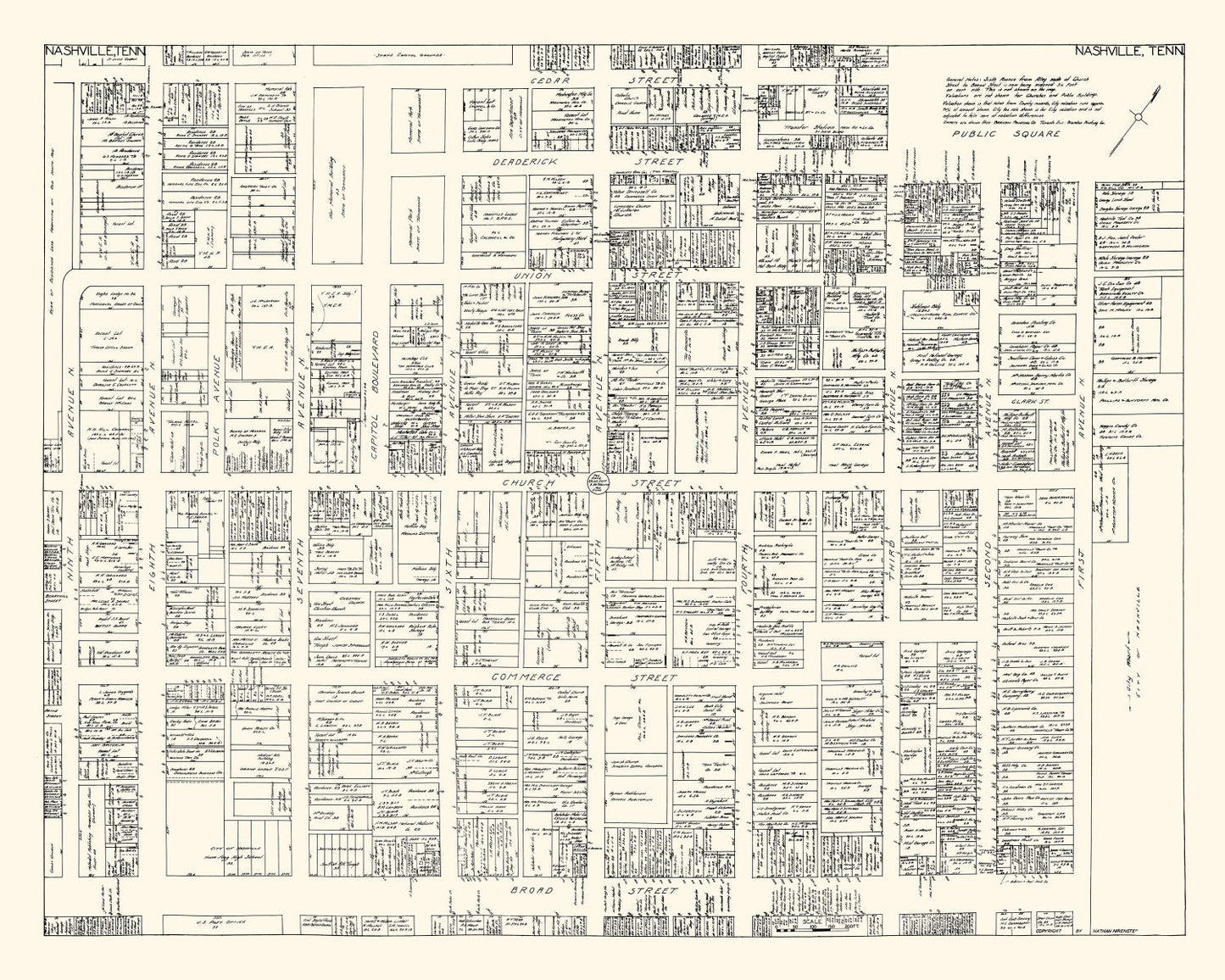 Vintage Map of Nashville, Tennessee, 1929