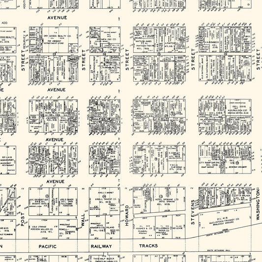 Vintage Map of Spokane, Washington Business Section, 1929