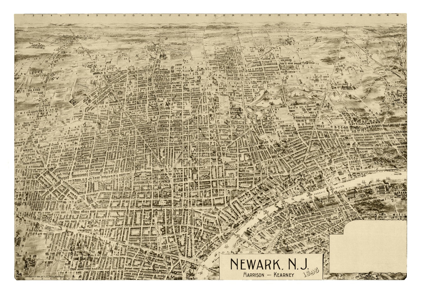 Vintage Map of Newark, New Jersey, 1895
