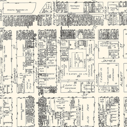 Vintage Map of Toronto, Canada, 1929