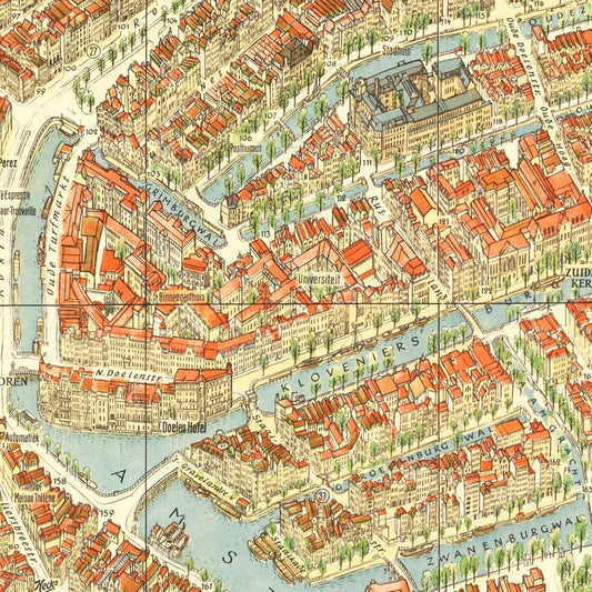 Vintage Map of Amsterdam, Netherlands, 1956