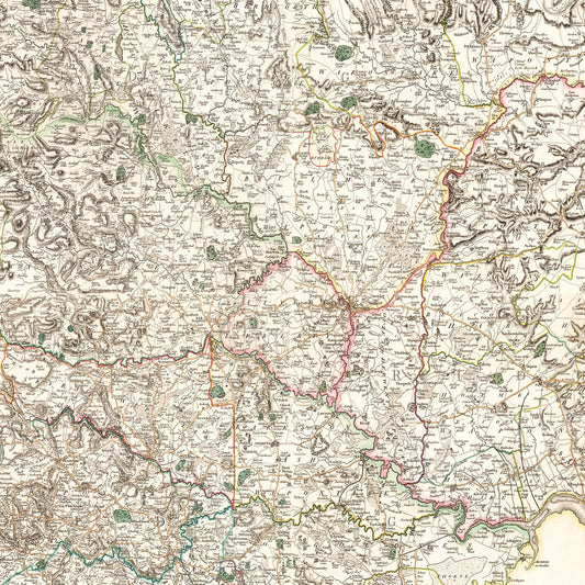 Vintage Map of Yorkshire County, England, 1808