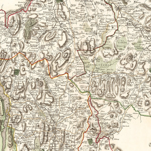 Vintage Map of Westmoreland County, England, 1801