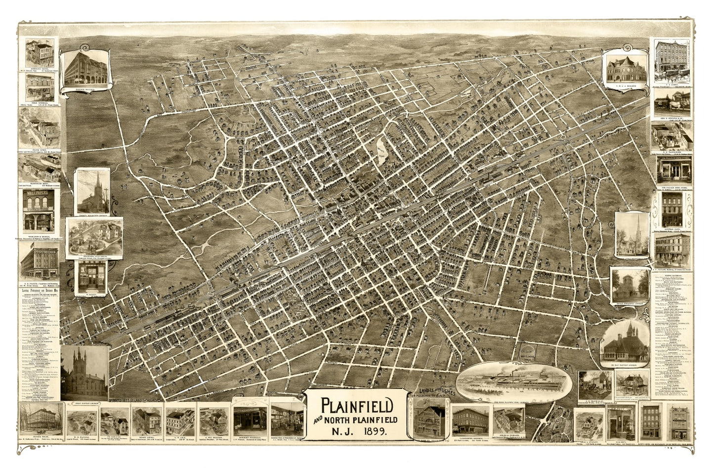 Vintage Map of Plainfield, New Jersey, 1899