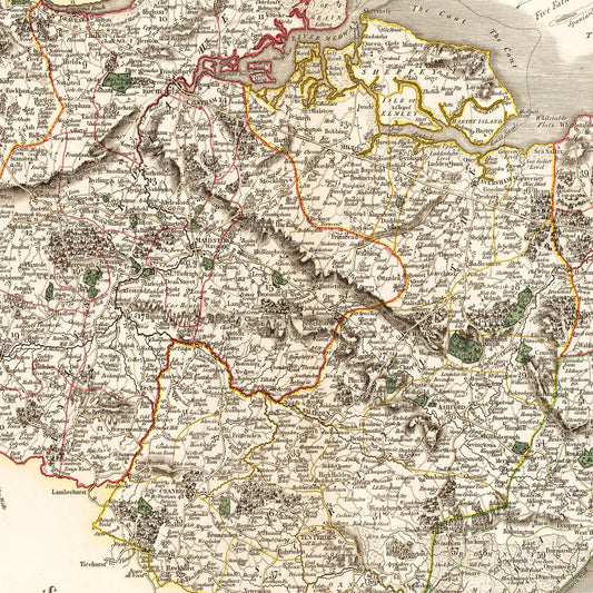 Vintage Map of Kent County, England, 1806