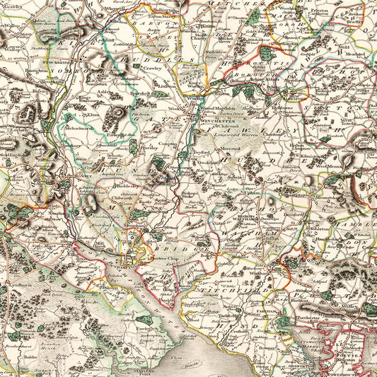 Vintage Map of Hampshire County, England, 1801