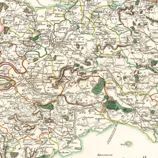 Vintage Map of Gloucestershire, England, 1801