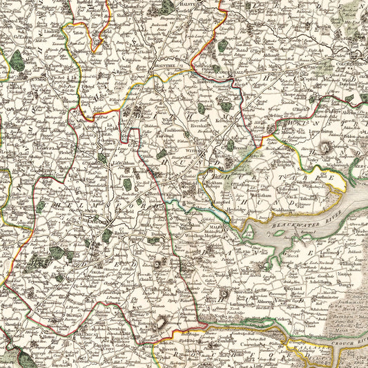 Vintage Map of Essex County, England, 1801