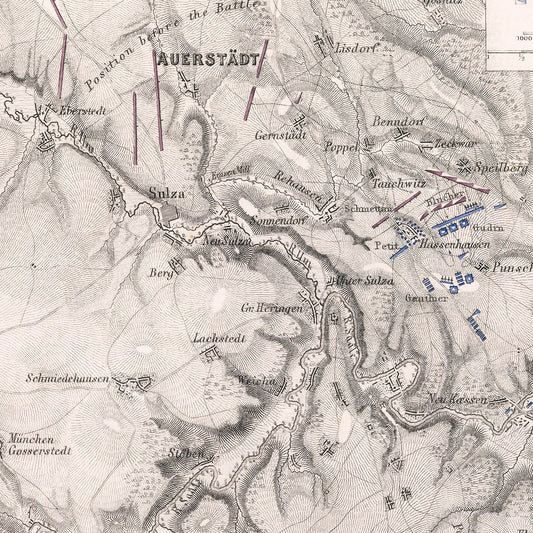 Vintage Map of the Battle of Auerstedt, 1806