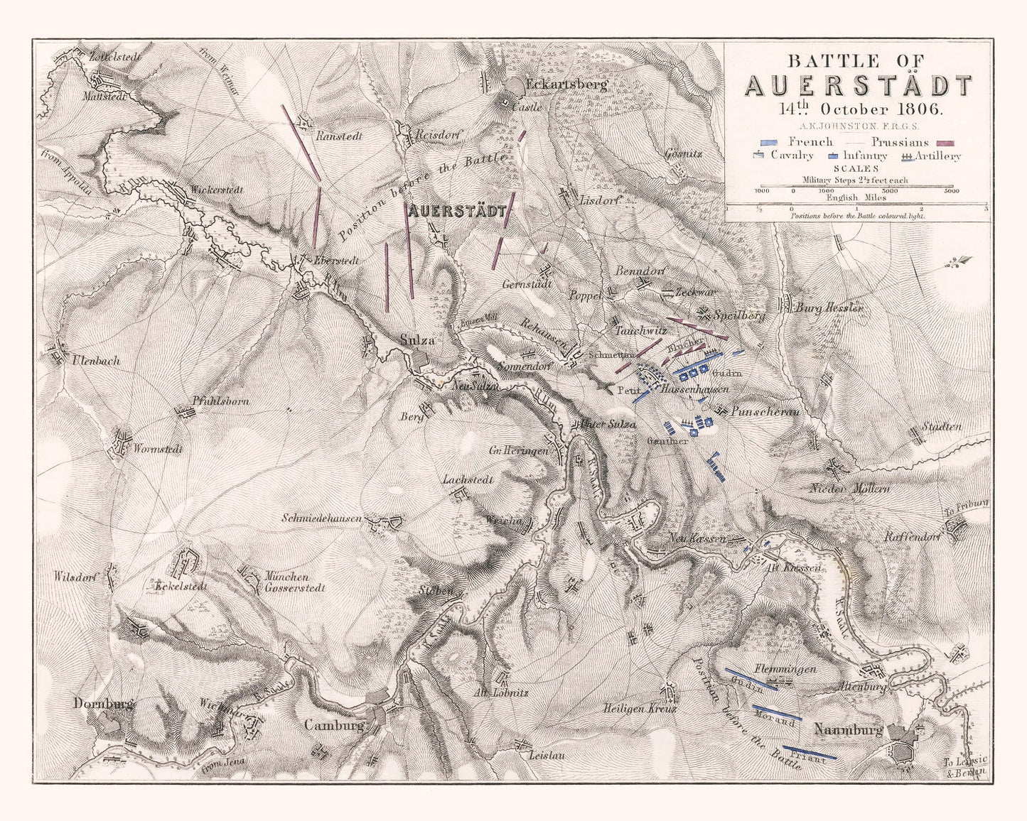 Vintage Map of the Battle of Auerstedt, 1806