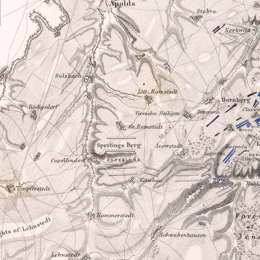 Vintage Map of the Battle of Jena, 1806