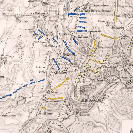 Vintage Map of the Battle of Austerlitz, 1805
