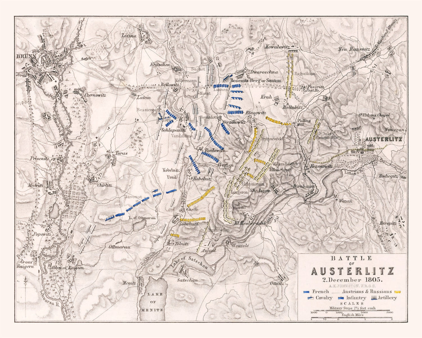 Vintage Map of the Battle of Austerlitz, 1805