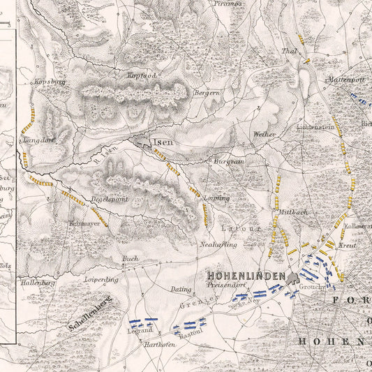 Vintage Map of the Battle of Hohenlinden, 1800