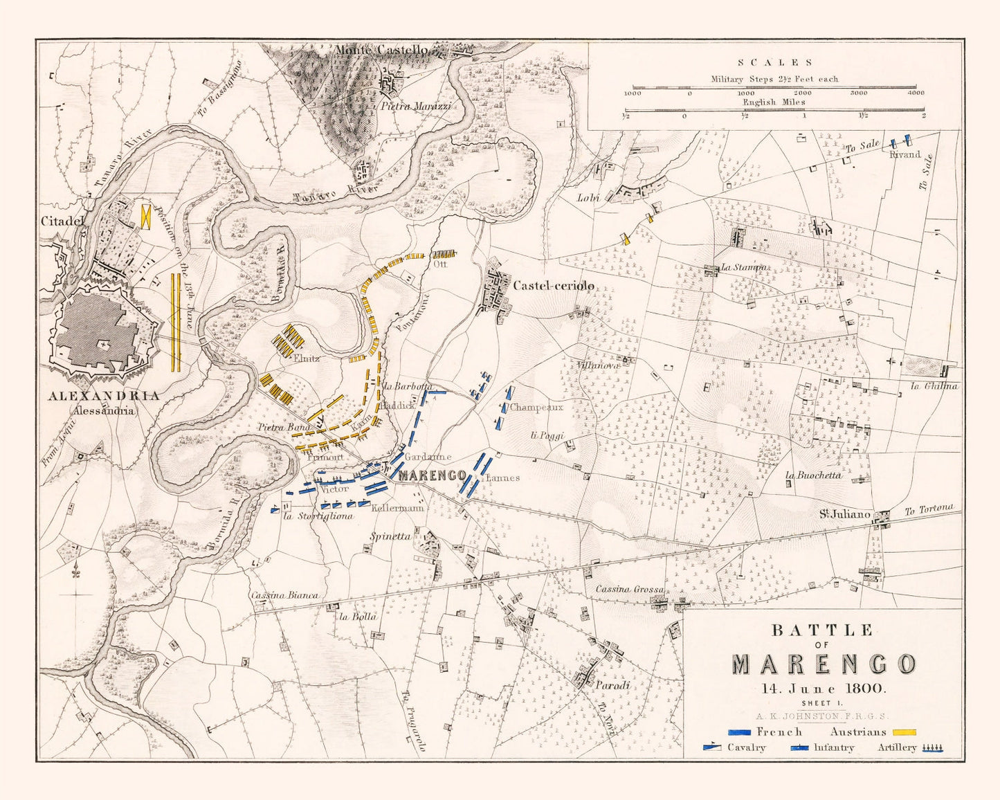 Vintage Map of the Battle of Marengo, 1800
